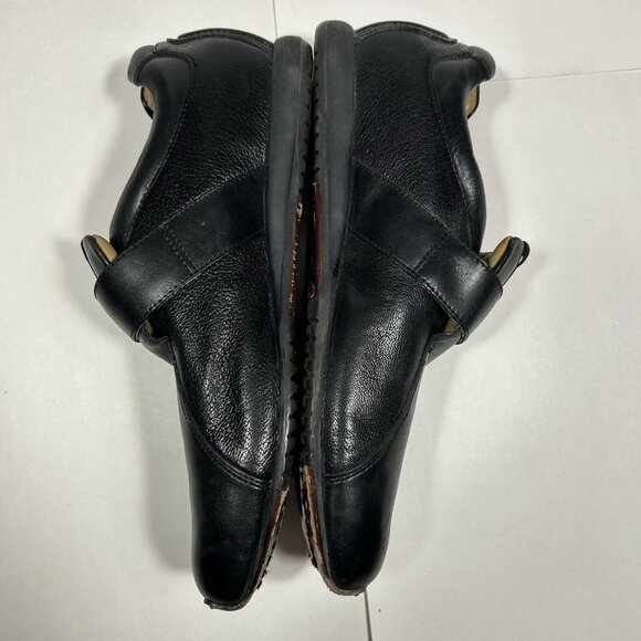 Vtg Rockport I.Travel Men Shoes Black Leather Slip On Hook & Loop Strap Sz 43/ 9